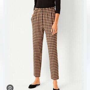 Ann Taylor Ankle Pant High Rise Paper bag Waist Plaid Pull On Pants Size S